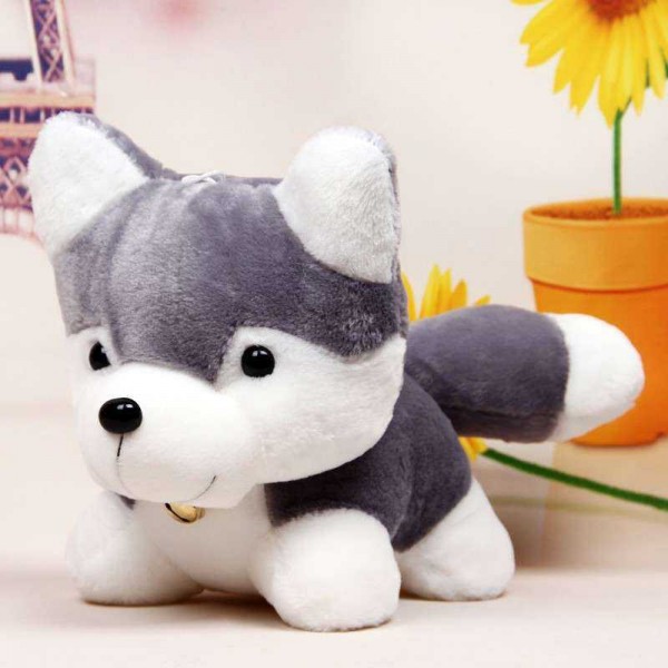 Cute Stuffed Grey Husky Dog Plush Animal Soft Toy